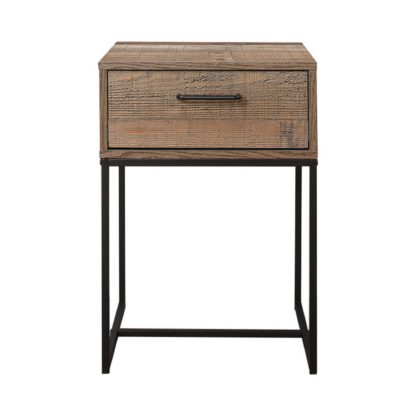 An Image of Urban Rustic Slim Bedside Table Brown