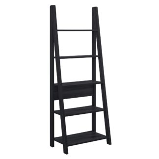 An Image of Tiva Wooden Ladder Bookcase Black