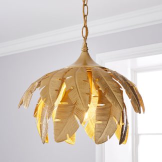 An Image of Farrah Palm Leaf Ceiling Fitting Gold Gold