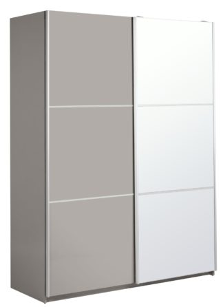 An Image of Habitat Holsted Medium Gloss & Mirror Wardrobe - Grey