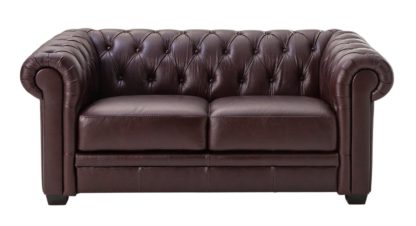 An Image of Habitat Chesterfield 2 Seater Leather Sofa - Black