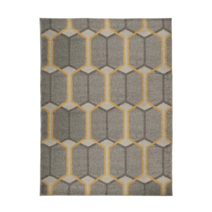 An Image of Urban Trellis Rug Grey, Blue and Pink