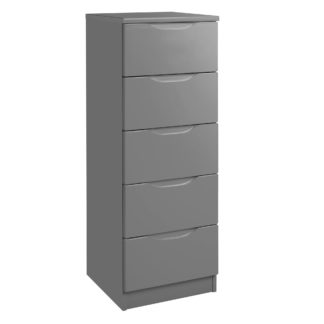 An Image of Legato Grey 5 Drawer Tallboy Grey