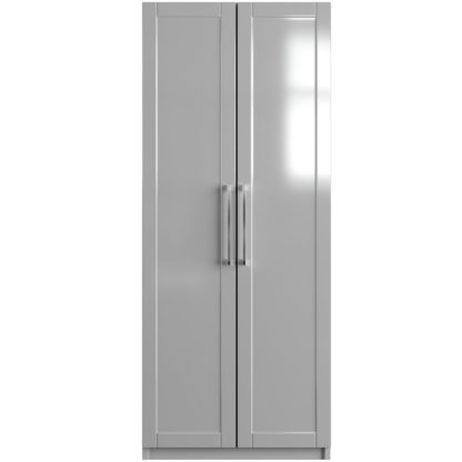 An Image of One Call Colby Gloss 2 Door Wardrobe - Dark Grey