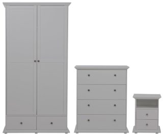 An Image of Habitat Heathland 3Pc 2 Door 2 Drawer Wardrobe Set - Grey