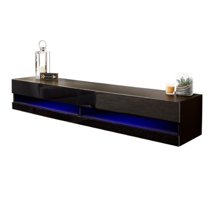 An Image of Galicia 180cm LED Wide Wall TV Unit Black