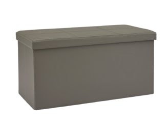 An Image of Argos Home Large Faux Leather Stitched Ottoman - Grey
