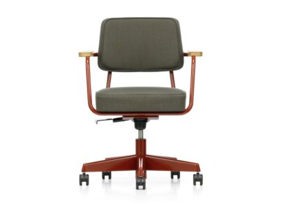 An Image of Vitra Fauteuil Direction Pivotant Office Chair Deep Black Powder Coated Base