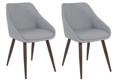 An Image of Habitat Skandi Pair of Fabric Dining Chairs - Grey