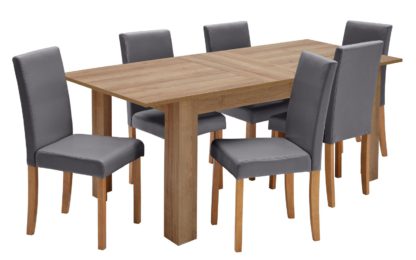 An Image of Habitat Miami XL Extending Table & 6 Black Chairs