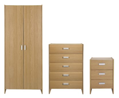 An Image of Argos Home Capella 3 Piece 2 Door Wardrobe Set - Oak Effect