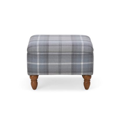 An Image of Oswald Check Storage Footstool - Grey Grey