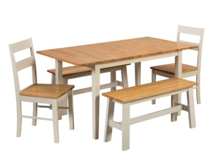 An Image of Habitat Chicago Extending Table, 2 Benches & 2 Chairs