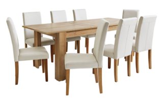 An Image of Habitat Miami XL Extending Table & 8 Cream Chairs
