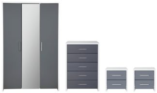 An Image of Habitat Broadway Gloss 4 Piece Wardrobe Set - Grey/ White