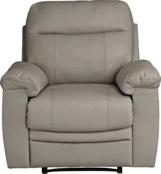 An Image of Argos Home Paolo Leather Mix Manual Recliner Chair - Grey