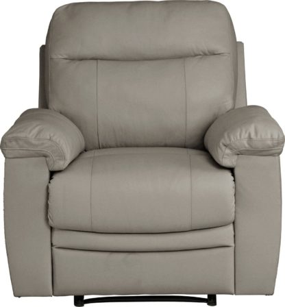 An Image of Argos Home Paolo Leather Mix Manual Recliner Chair - Grey