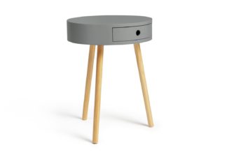 An Image of Habitat Otto 1 Drawer Round Bedside Table - Grey