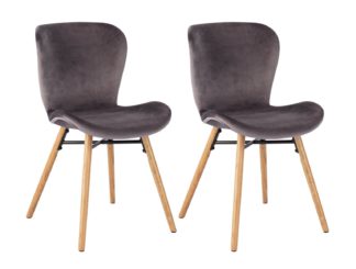 An Image of Habitat Etta Pair of Velvet Dining Chair - Grey