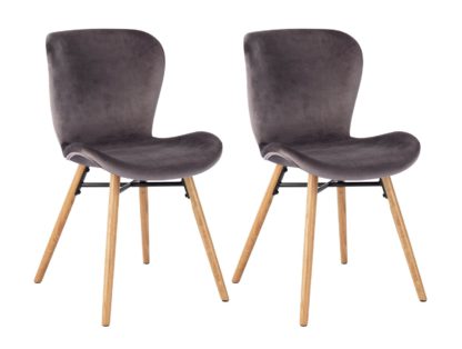 An Image of Habitat Etta Pair of Velvet Dining Chair - Grey