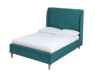 An Image of Habitat Margot Velvet Kingsize Bed Frame - Teal