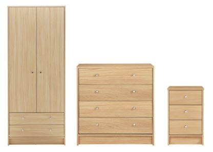 An Image of Habitat Malibu 3 Piece 2 Door Wardrobe Set - Beech Effect