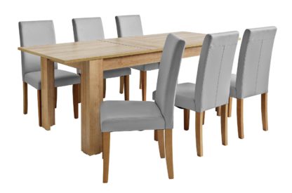 An Image of Habitat Miami XL Extending Table & 6 Black Chairs