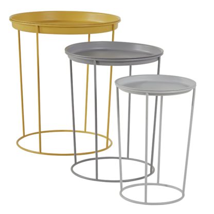 An Image of Habitat Finley Nest of 3 Tables - Grey & Yellow