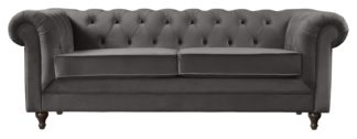 An Image of Habitat Chesterfield 3 Seater Velvet Sofa - Charcoal