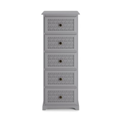 An Image of Carys 5 Drawer Tallboy Grey