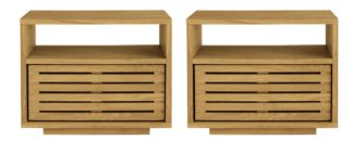 An Image of Habitat Max 2 Bedside Table Set - Oak