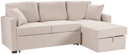 An Image of Habitat Reagan Left Corner Fabric Sofa Bed - Natural