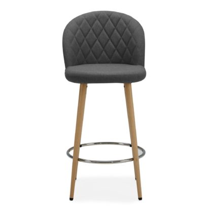 An Image of Astrid Bar Stool Charcoal Fabric Dark Grey