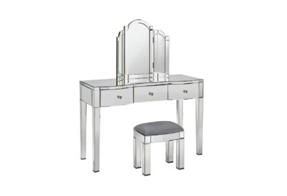 An Image of Argos Home Canzano Mirrored 3 Drawer Dressing Table Set