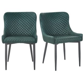 An Image of Montreal Set of 2 Dining Chairs Emerald Green PU Leather Emerald Green