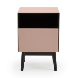 An Image of Monroe Glass Blush Bedside Table Pink