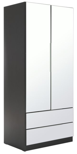 An Image of Argos Home Sandon 2 Door 2 Drawer Mirrored Wardrobe - Black