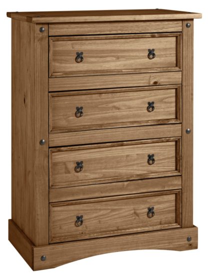 An Image of Argos Home Puerto Rico 4 Drawer Chest - Dark Pine