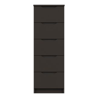 An Image of Legato Graphite Gloss 5 Drawer Tallboy Black