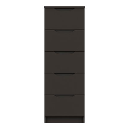 An Image of Legato Graphite Gloss 5 Drawer Tallboy Black