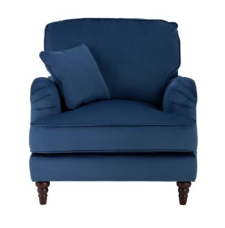 An Image of Habitat Matilda Velvet Armchair - Blue