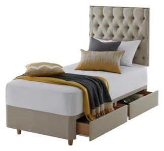 An Image of Silentnight Sassaria Single 2 Drawer Divan Set - Sandstone