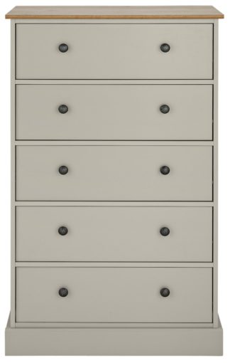 An Image of Argos Home Kensington 5 Drawer Chest - Soft Grey/Oak Effect