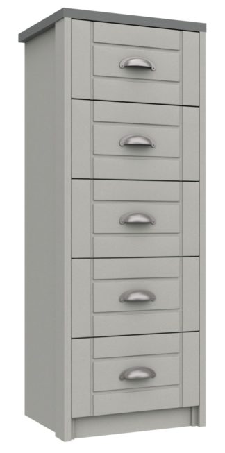 An Image of Kielder 5 Drawer Tallboy - Grey