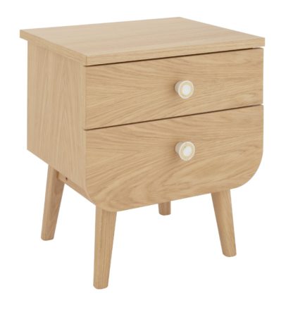 An Image of Habitat Etta 2 Drawer Bedside Table - Oak