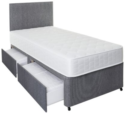 An Image of Argos Home Elmdon Single Memory 2 Drawer Divan Bed - Grey