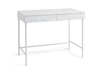 An Image of Habitat Marble Effect 2 Drawer Desk