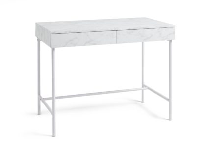 An Image of Habitat Marble Effect 2 Drawer Desk