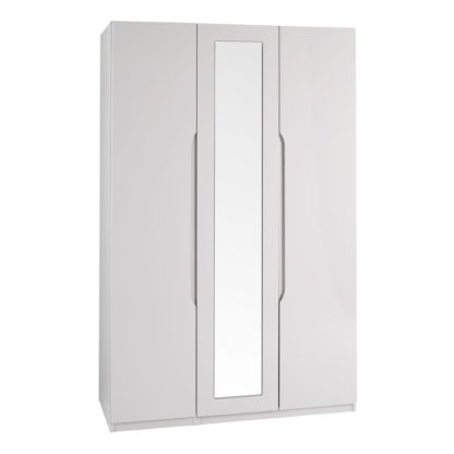 An Image of Legato Light Grey 3 Door Mirrored Wardrobe Cream