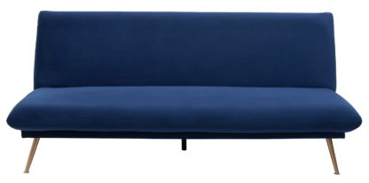 An Image of Habitat Matteo 2 Seater Velvet Sofa Bed - Blue